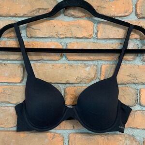 Calvin Klein T-Shirt Bra Womens Size 32B Black Everyday Comfort Adjustable Strap